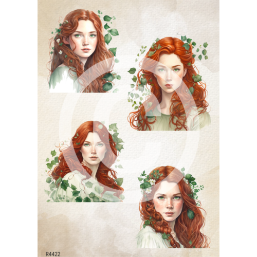 Rizspapír A4-Vörös hajú lány