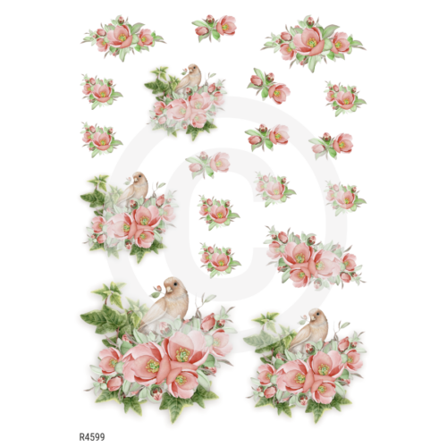 Rizspapír-rózsák galambbal